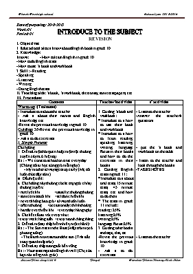 Giáo án Tiếng Anh Lớp 10 - Chương trình cả năm - Năm học 2014-2015